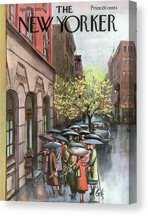 Urban Canvas Print featuring the painting New Yorker April 21st, 1951 by Arthur Getz