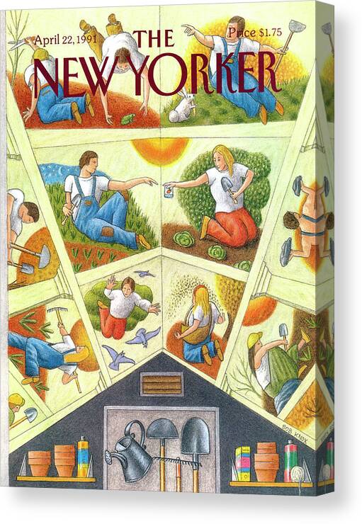 Household Chores Canvas Print featuring the painting New Yorker April 22nd, 1991 by Bob Knox
