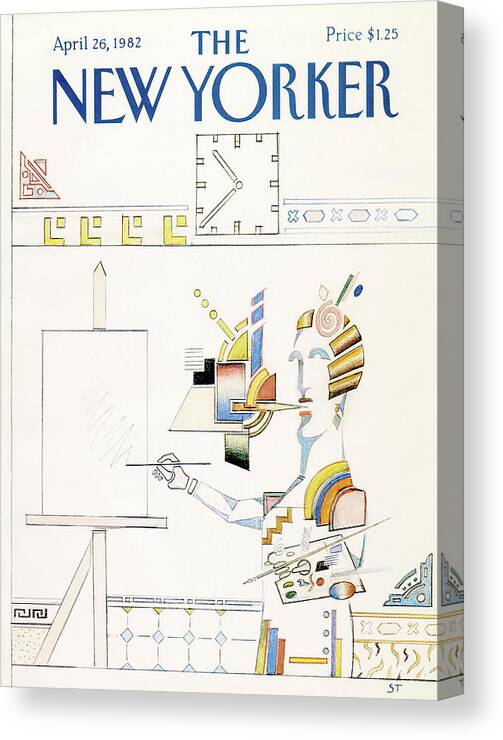 Saul Steinberg 50513 Steinbergattny Canvas Print featuring the painting New Yorker April 26th, 1982 by Saul Steinberg