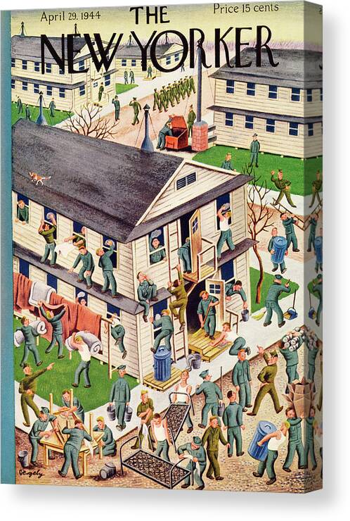 Soldiers Canvas Print featuring the painting New Yorker April 29, 1944 by Tibor Gergely