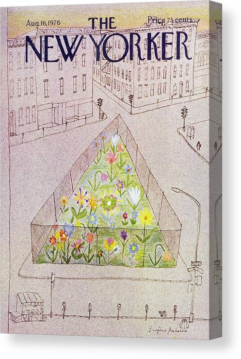 Illustration Canvas Print featuring the painting New Yorker August 16th 1976 by Eugene Mihaesco
