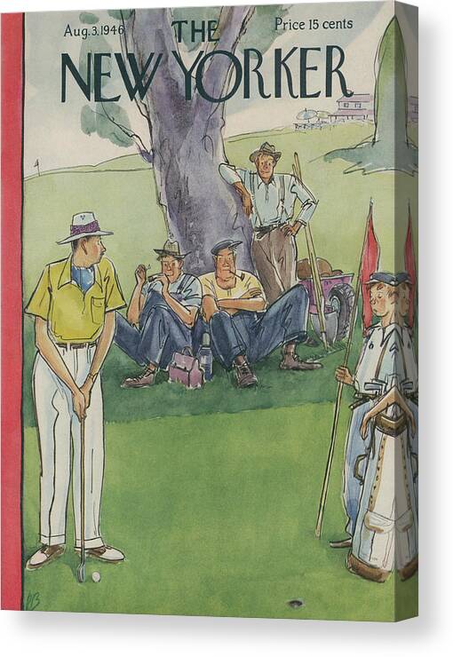 Sport Canvas Print featuring the painting New Yorker August 3, 1946 by Perry Barlow