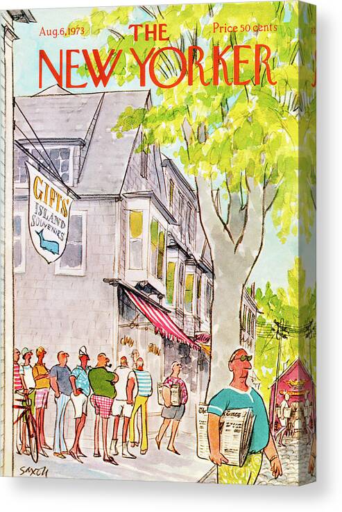 Vacation Canvas Print featuring the painting New Yorker August 6th, 1973 by Charles Saxon