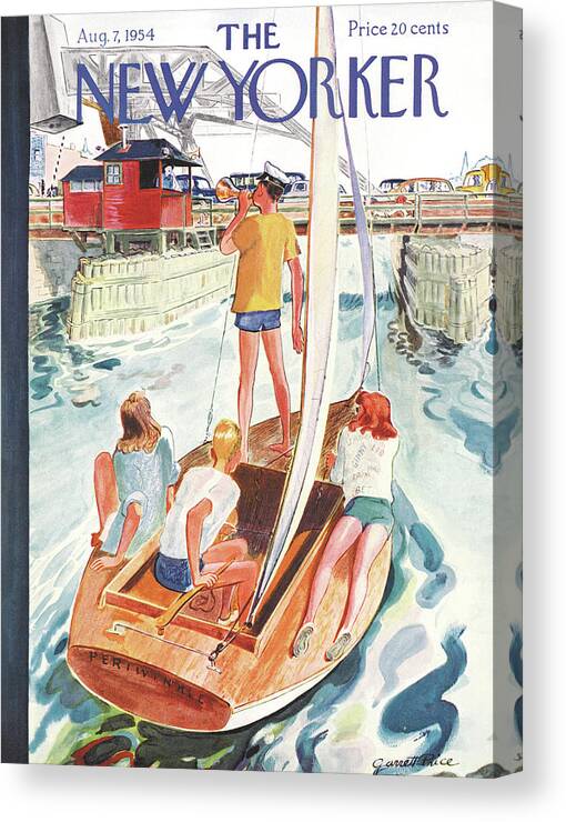 Sailing Canvas Print featuring the painting New Yorker August 7th, 1954 by Garrett Price