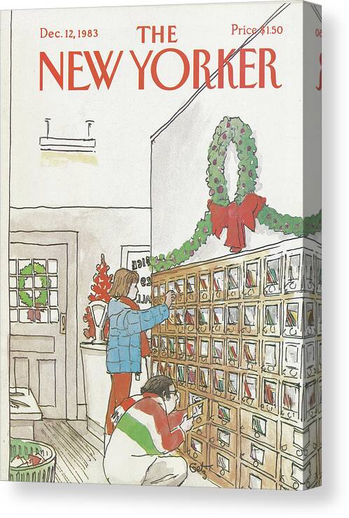 Christmas Canvas Print featuring the painting New Yorker December 12th, 1983 by Arthur Getz