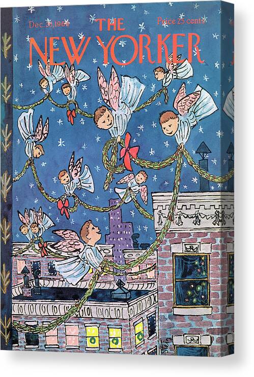 Christmas Canvas Print featuring the painting New Yorker December 26th, 1964 by William Steig