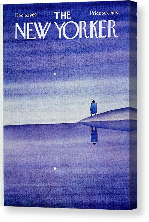 Illustration Canvas Print featuring the painting New Yorker December 6th 1969 by Jean-Michel Folon
