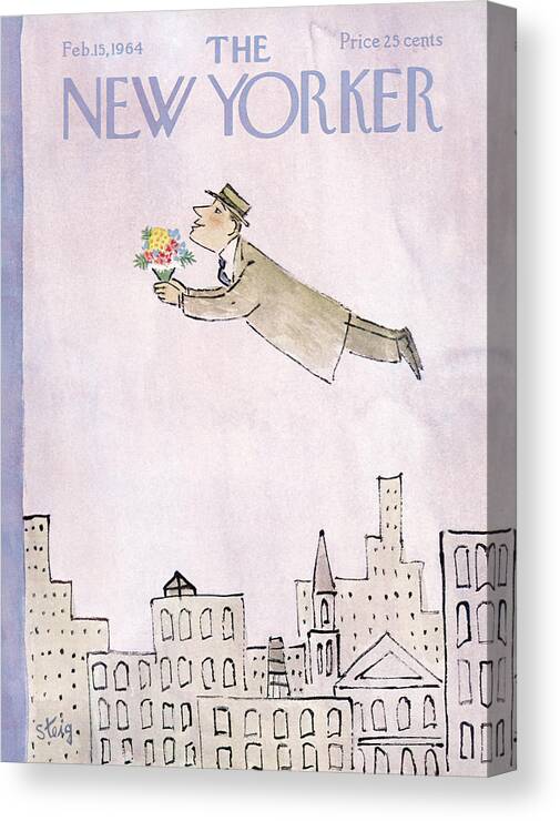 Holiday Canvas Print featuring the painting New Yorker February 15th, 1964 by William Steig
