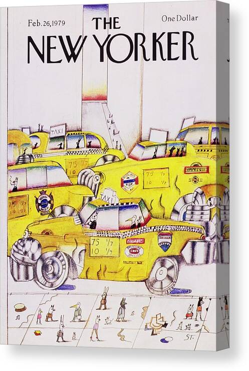 Illustration Canvas Print featuring the painting New Yorker February 26th 1979 by Saul Steinberg