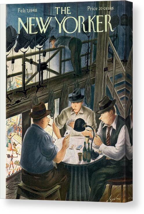 Music Canvas Print featuring the painting New Yorker February 7th, 1948 by Constantin Alajalov