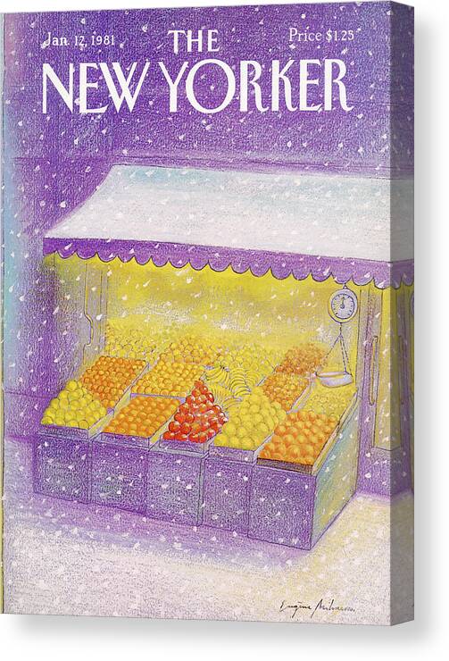 Season Canvas Print featuring the painting New Yorker January 12th, 1981 by Eugene Mihaesco