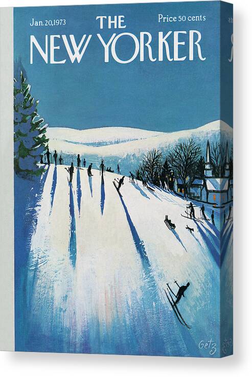 Snow Canvas Print featuring the painting New Yorker January 20th, 1973 by Arthur Getz