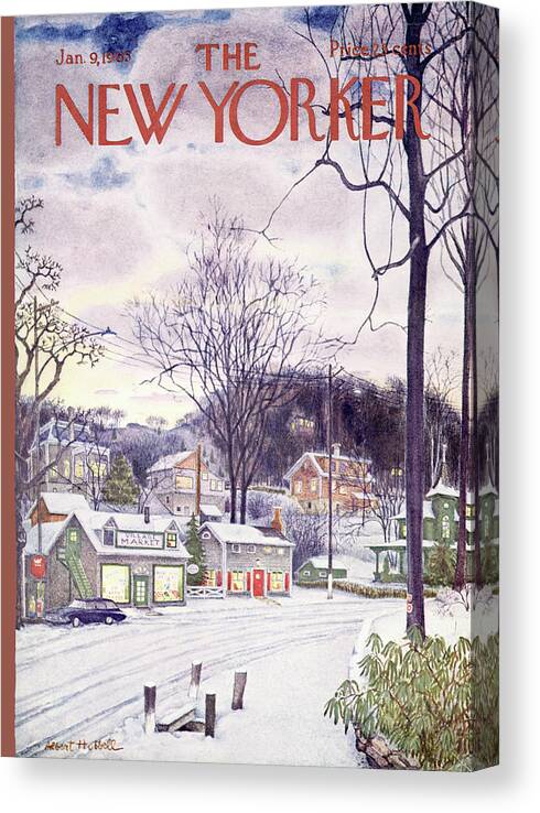 Suburban Canvas Print featuring the painting New Yorker January 9th, 1965 by Albert Hubbell