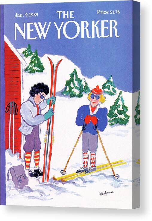 (a Couple Canvas Print featuring the painting New Yorker January 9th, 1989 by Barbara Westman