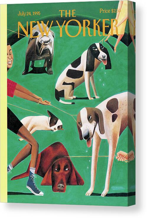 Dog Days Canvas Print featuring the painting New Yorker July 24th, 1995 by Mark Ulriksen