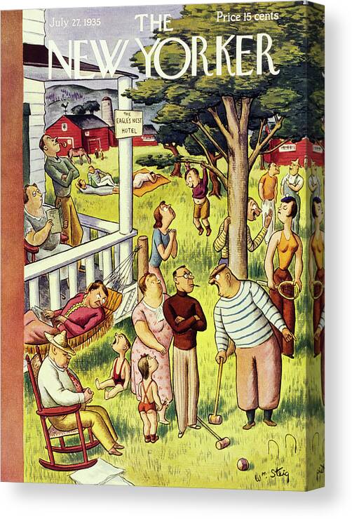 Sport Canvas Print featuring the painting New Yorker July 27 1935 by William Steig