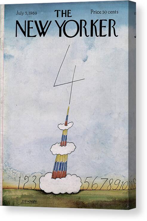 Saul Steinberg 50029 Steinbergattny Canvas Print featuring the painting New Yorker July 5th, 1969 by Saul Steinberg
