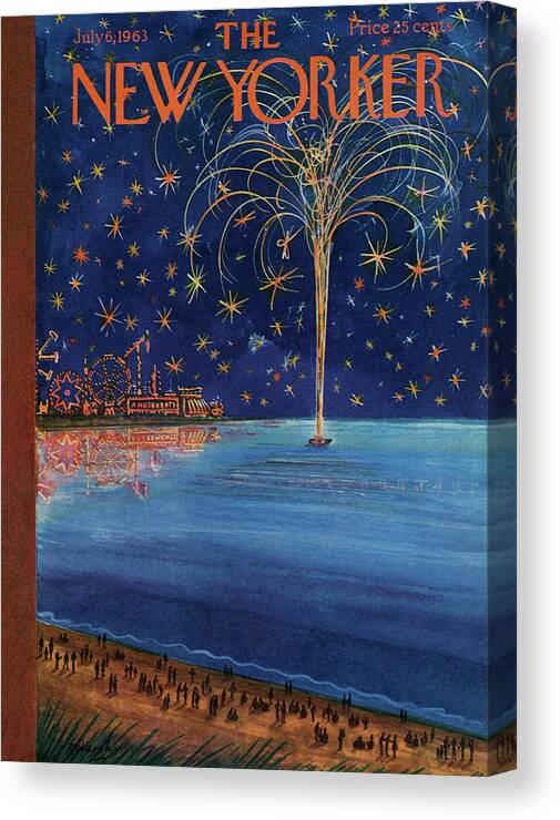 July Fourth Canvas Print featuring the painting New Yorker July 6th, 1963 by Anatol Kovarsky