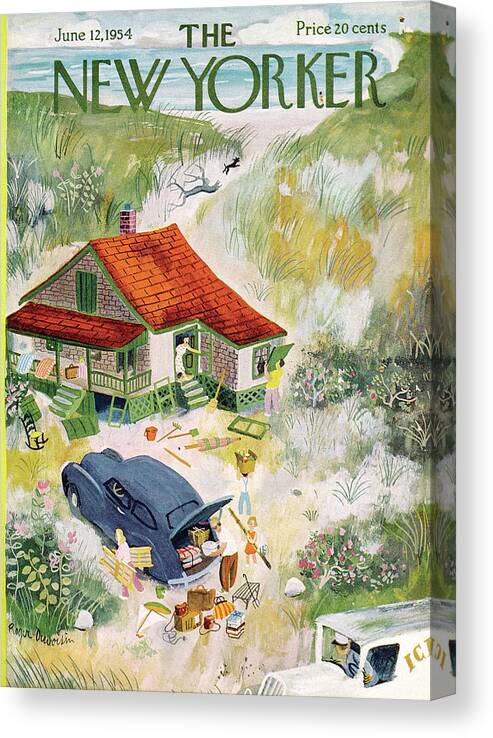 Vacation Canvas Print featuring the painting New Yorker June 12th, 1954 by Roger Duvoisin