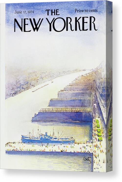 Illustration Canvas Print featuring the painting New Yorker June 17th 1974 by Arthur Getz