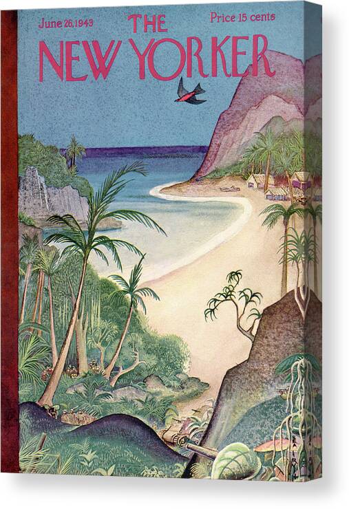 Tropical Canvas Print featuring the painting New Yorker June 26, 1943 by Rea Irvin