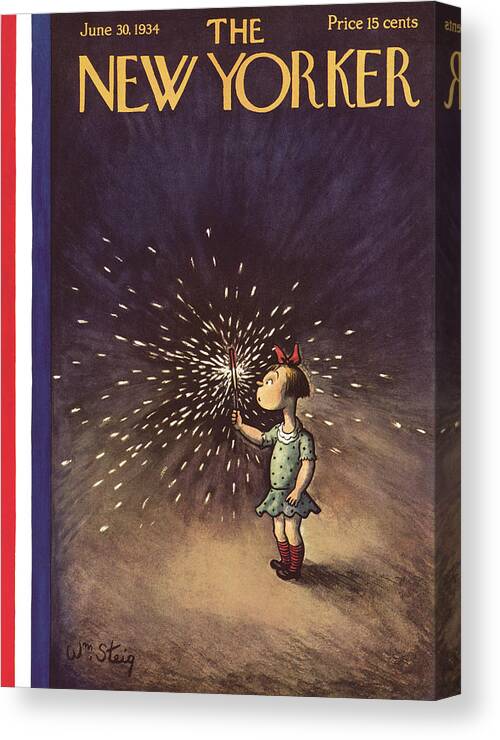 Girl Canvas Print featuring the painting New Yorker June 30th, 1934 by William Steig
