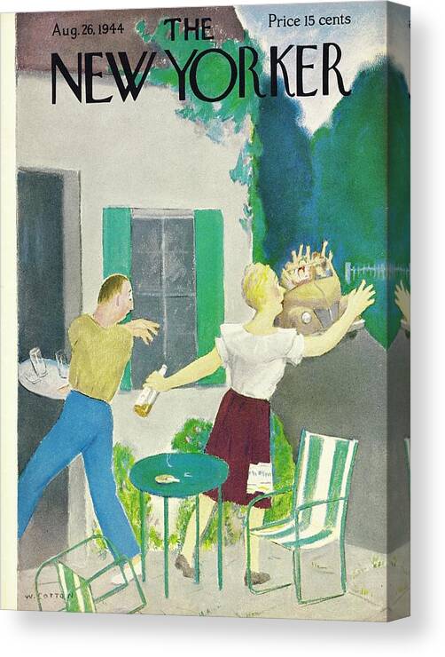 Party Canvas Print featuring the painting New Yorker August 26, 1944 by William Cotton