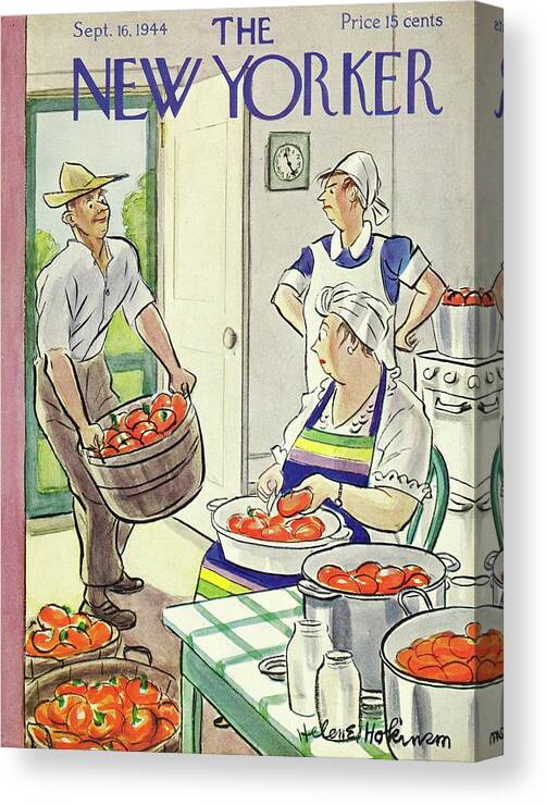 Food Canvas Print featuring the painting New Yorker September 16, 1944 by Helene E Hokinson