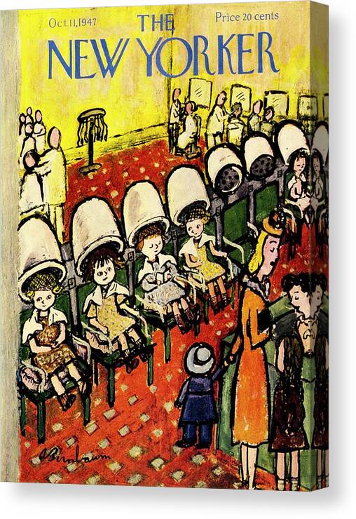 Children Canvas Print featuring the painting New Yorker October 11, 1947 by Aaron Birnbaum