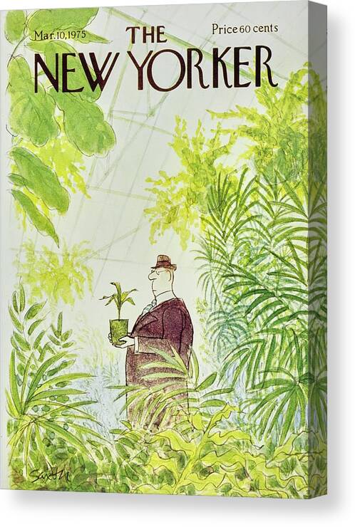 Illustration Canvas Print featuring the painting New Yorker March 10th 1975 by Charles D Saxon