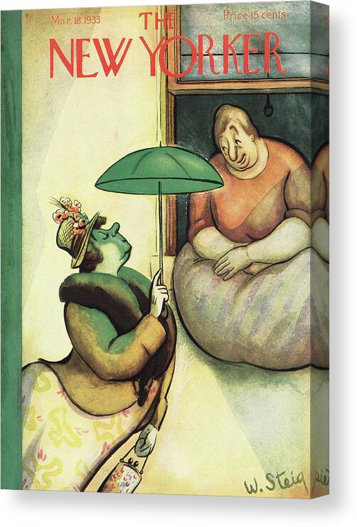 Umbrella Canvas Print featuring the painting New Yorker March 18th, 1933 by William Steig