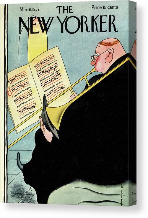 Religion Canvas Print featuring the painting New Yorker March 6, 1937 by Rea Irvin