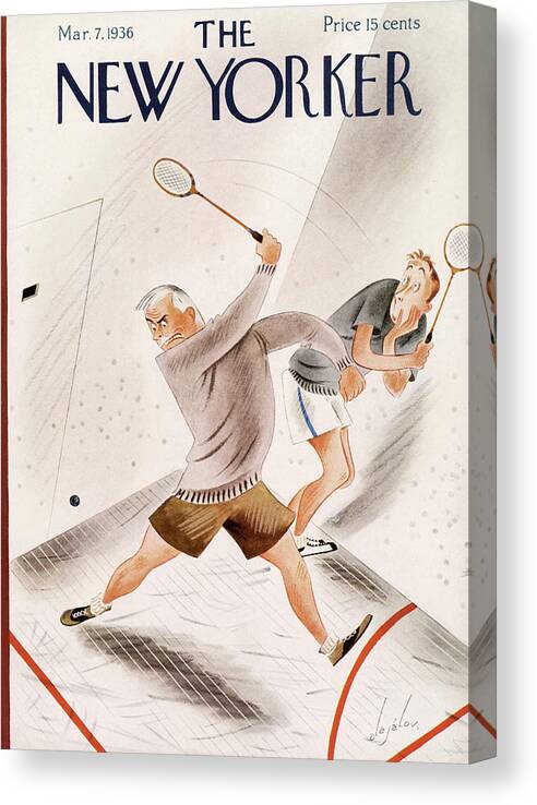 Racquet Ball Canvas Print featuring the painting New Yorker March 7, 1936 by Constantin Alajalov
