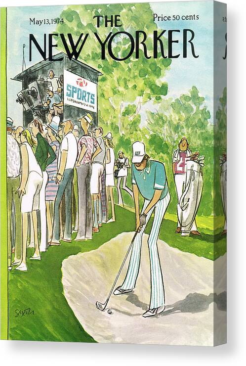 Sports Canvas Print featuring the painting New Yorker May 13th, 1974 by Charles Saxon