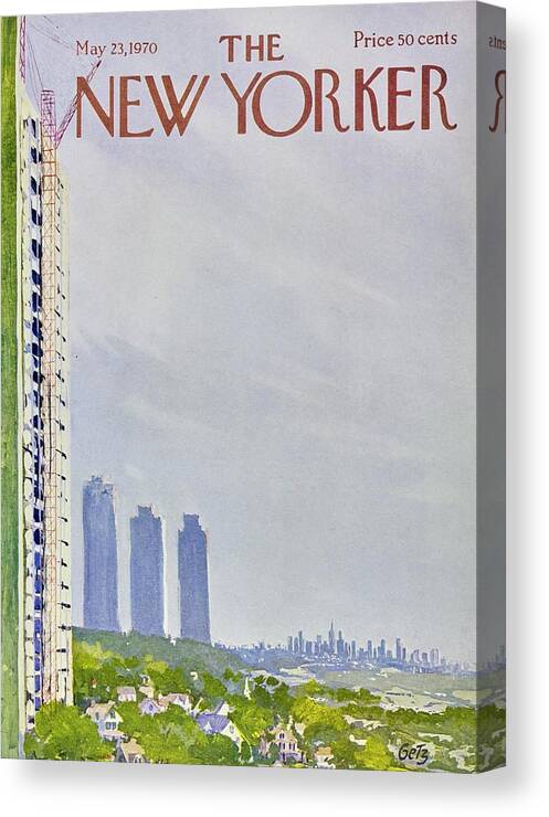 Illustration Canvas Print featuring the painting New Yorker May 23rd 1970 by Arthur Getz