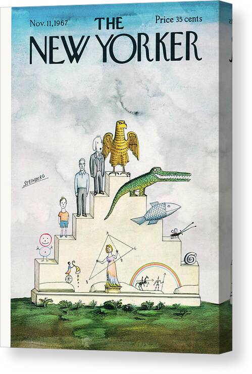 Saul Steinberg 49957 Steinbergattny Canvas Print featuring the painting New Yorker November 11th, 1967 by Saul Steinberg