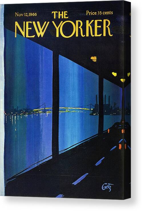 Illustration Canvas Print featuring the painting New Yorker November 12th 1966 by Arthur Getz