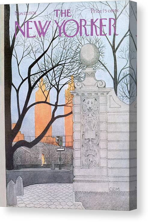 New York City Canvas Print featuring the painting New Yorker November 15th, 1976 by Charles E Martin