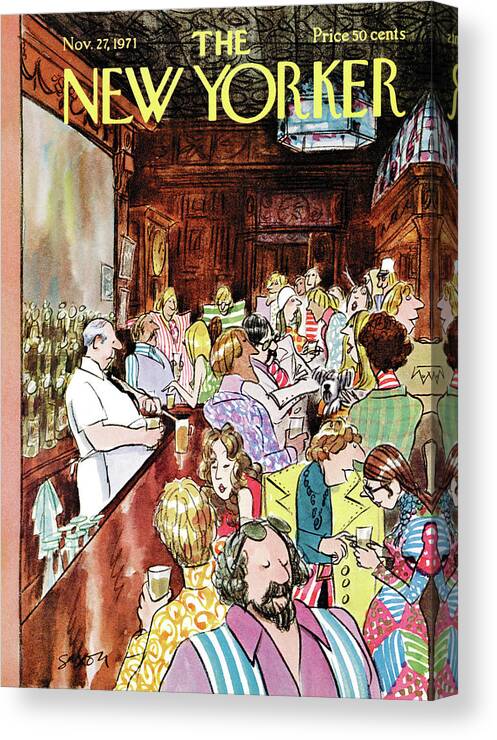 Charles Saxon Csa Canvas Print featuring the painting New Yorker November 27th, 1971 by Charles Saxon