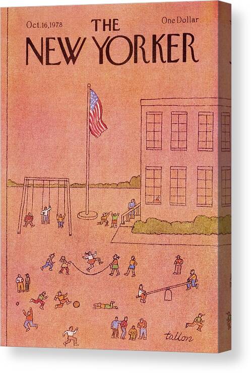 Illustration Canvas Print featuring the painting New Yorker October 16th 1978 by Robert Tallon