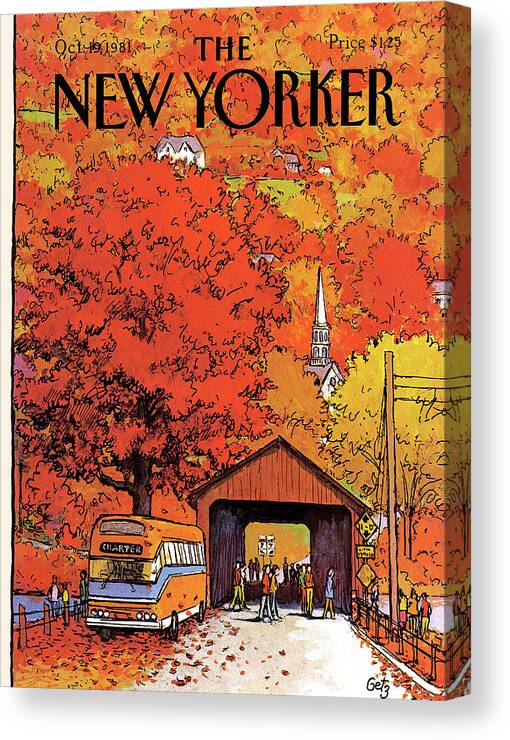 Season Canvas Print featuring the painting New Yorker October 19th, 1981 by Arthur Getz