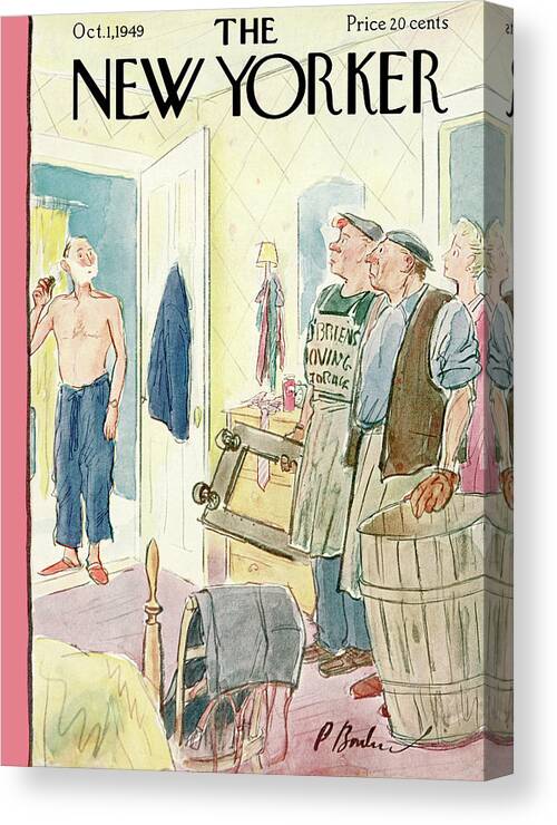 Shave Canvas Print featuring the painting New Yorker October 1st, 1949 by Perry Barlow
