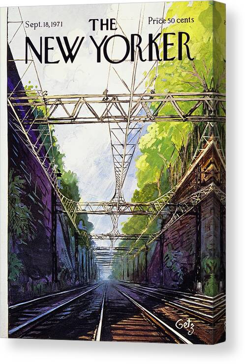 Illustration Canvas Print featuring the painting New Yorker September 18th 1971 by Arthur Getz