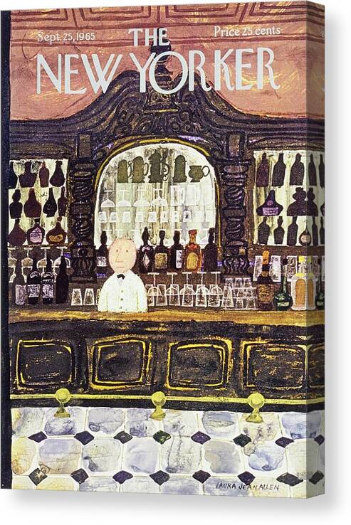 Illustration Canvas Print featuring the painting New Yorker September 25th 1965 by Laura Jean Allen