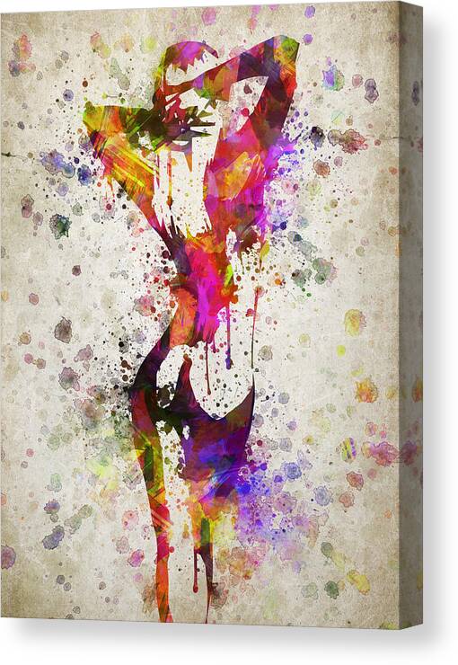 Nude Canvas Print featuring the digital art Nude in Color by Aged Pixel