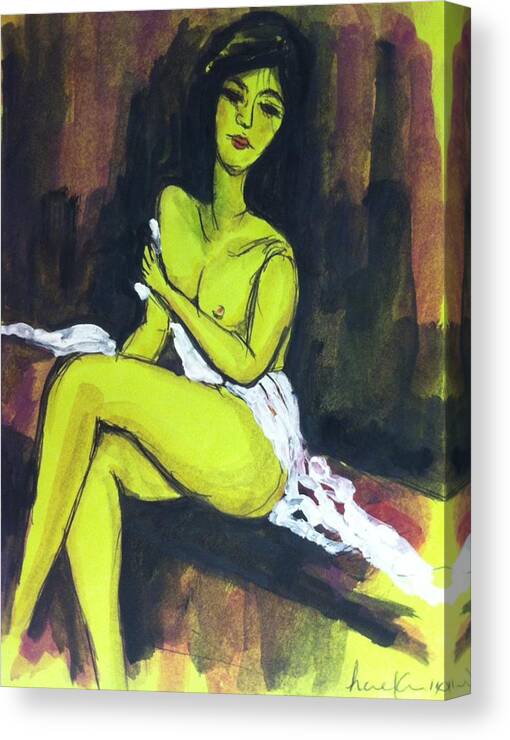  Canvas Print featuring the painting Nude study by Hae Kim