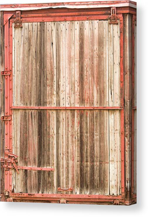 Train Door Canvas Print featuring the photograph Old Rustic Railroad Train Car Door by James BO Insogna