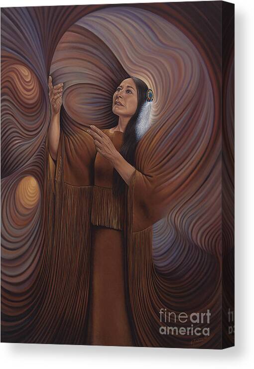 Bonnie-jo-hunt Canvas Print featuring the painting On Sacred Ground Series V by Ricardo Chavez-Mendez