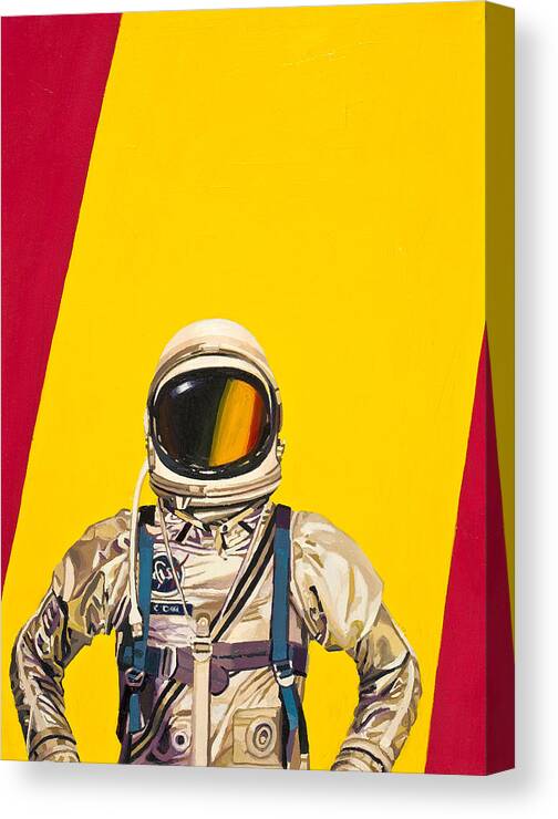 Astronaut Canvas Print featuring the painting One Golden Arch by Scott Listfield