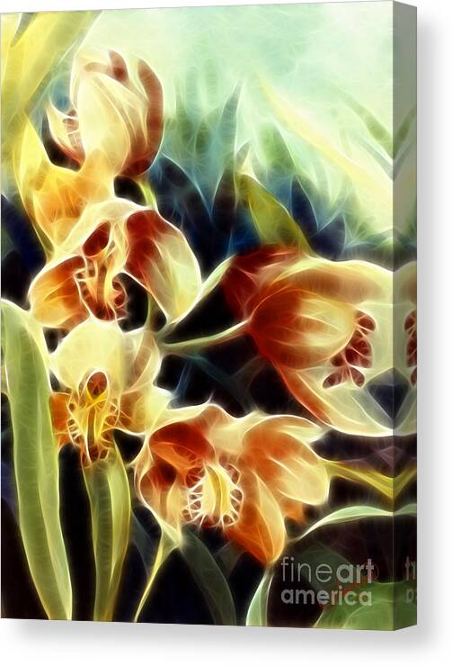 Floral Canvas Print featuring the digital art Orchid Life Force 3 by Francine Dufour Jones